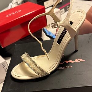 Nina Cream Heels with Sparkling Strap